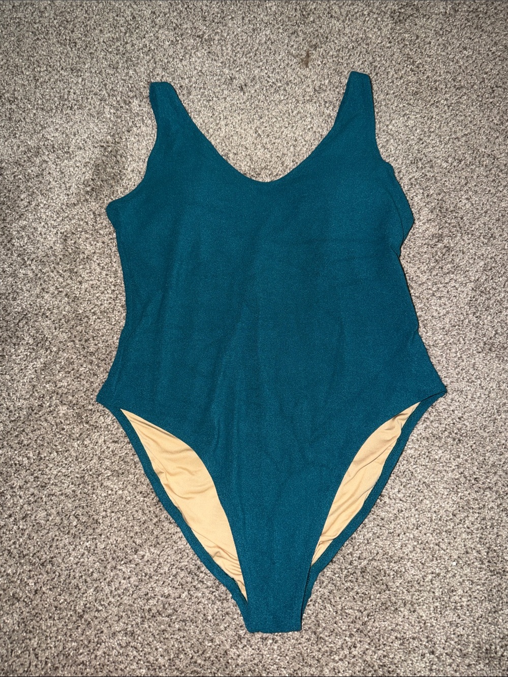 Old Navy Teal Scoop One-Piece Swimsuit with Cream Lining
